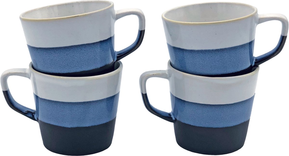 Lavandoux - Cappuccino Mokken - Steengoed - Retro - 200ml - Set van 4