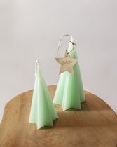 2 arbres à bougies de Noël de couleur menthe - grands et petits - bougies de Noël - bougies d'arbre de Noël - 15 cm et 19 cm - fabriquées par un atelier unique pour les clients éloignés du marché du travail