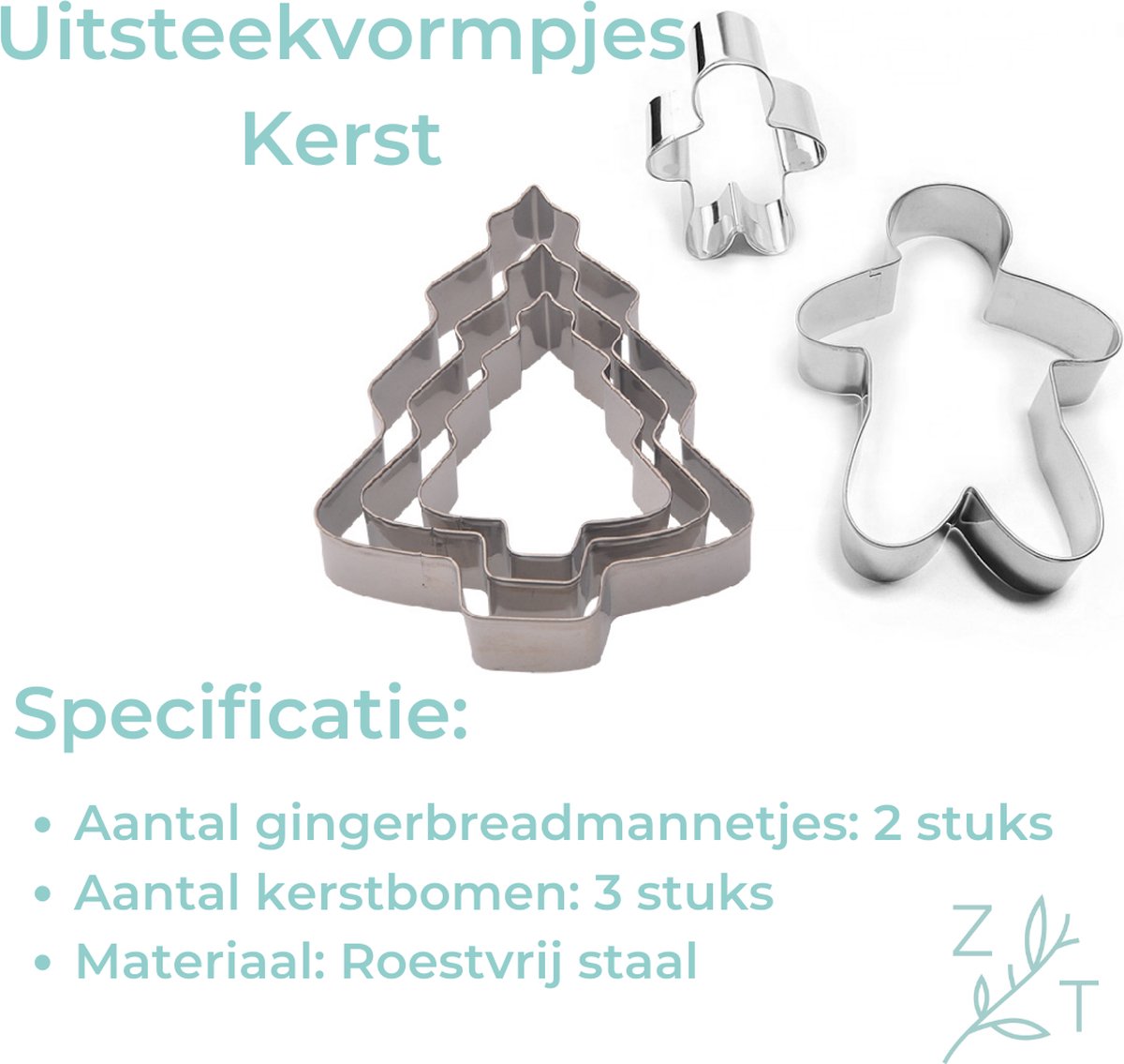 ZijTak 5x Uitsteekvorm Kerstboom x3 Gingerbread x2