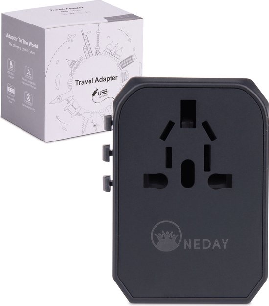 OneDay wereldstekker universeel - USB-C en USB Poorten - Internationale stekker -... | bol.com