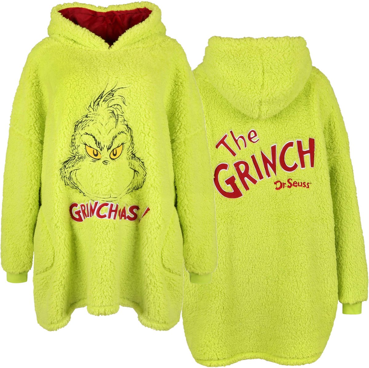 The Grinch - Groen unisex sweatshirt / deken met capuchon, zakken, sherpa |  bol.com