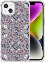 Telefoon Hoesje Geschikt voor iPhone 14 Extreme Case met transparante rand Flower Tiles