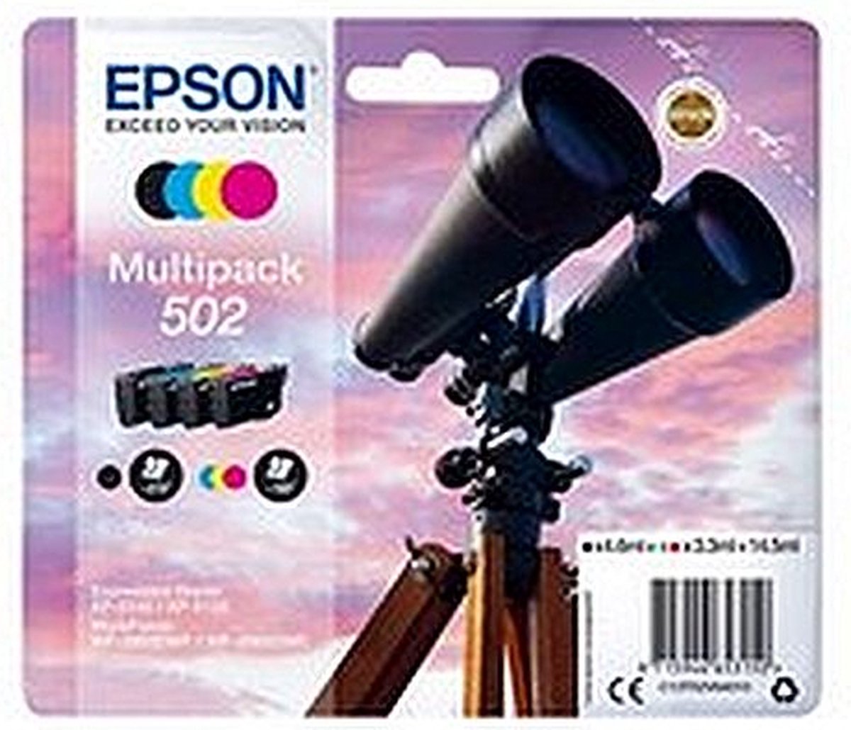 Epson 502 C13T02V64010 Pack 4 Cartouches Noir et couleurs (Jumelles)