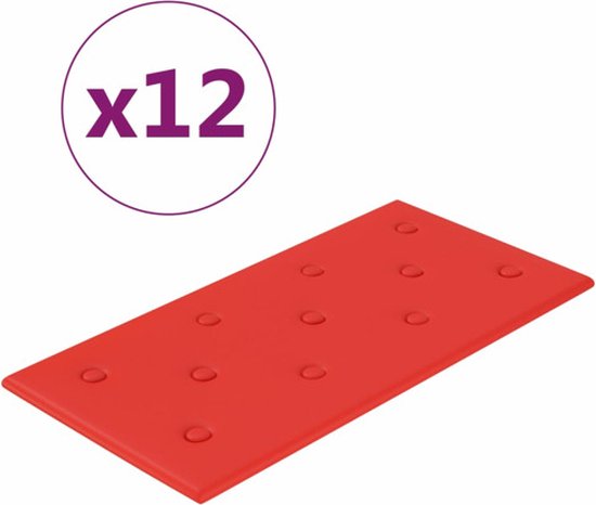 vidaXL-Wandpanelen-12-st-2,16-m²-60x30-cm-kunstleer-rood