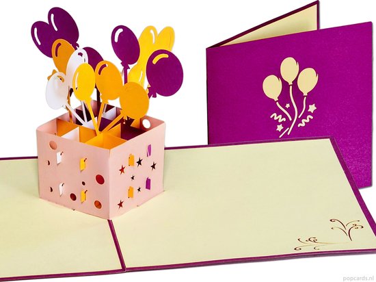 Cartes pop-up Popcards - Boîte avec des Ballons de joyeux