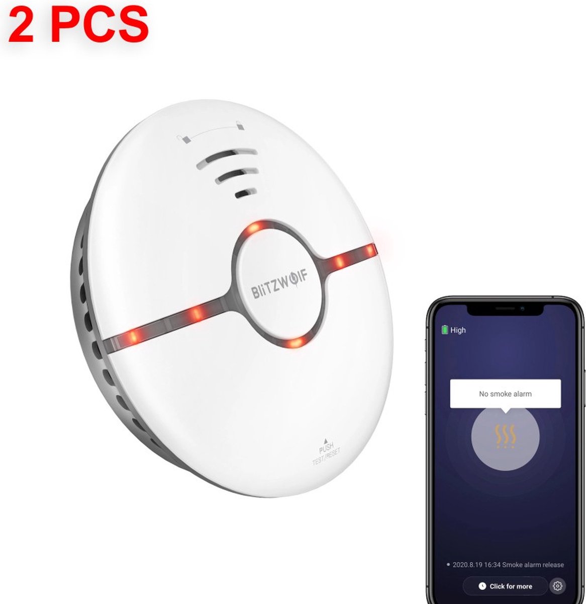 Twee stuks LED WiFi Sensor Asap Indikator