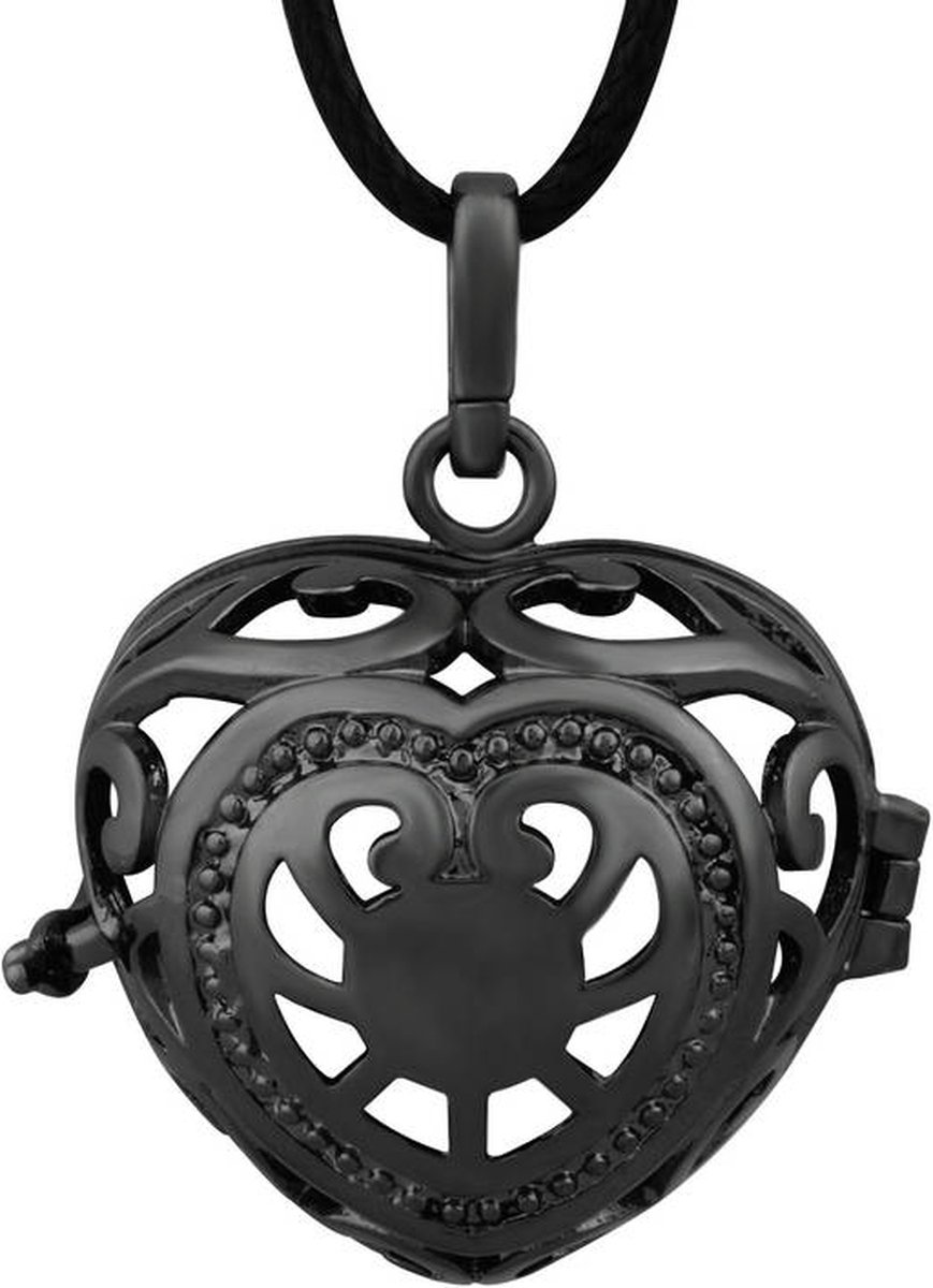 Goedkoopste Clariz klankbolhouder Zwart Hart locket - zwangerschapsbel houder - zwangerschapshanger - zwangerschapsketting - bola
