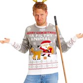 Ugly Christmas Sweater Women & Men - Pull de Noël "Joyeux Noël, Ya Filthy Animal" - Pull de Noël Hommes - Femmes Taille S