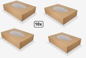10x Cateringdozen kraft 36x25x8cm - 35cm - catering salade maaltijd bezorg doos thuis bezorg