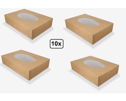 10x Cateringdozen kraft 36x25x8cm - 35cm - catering salade maaltijd bezorg doos thuis bezorg