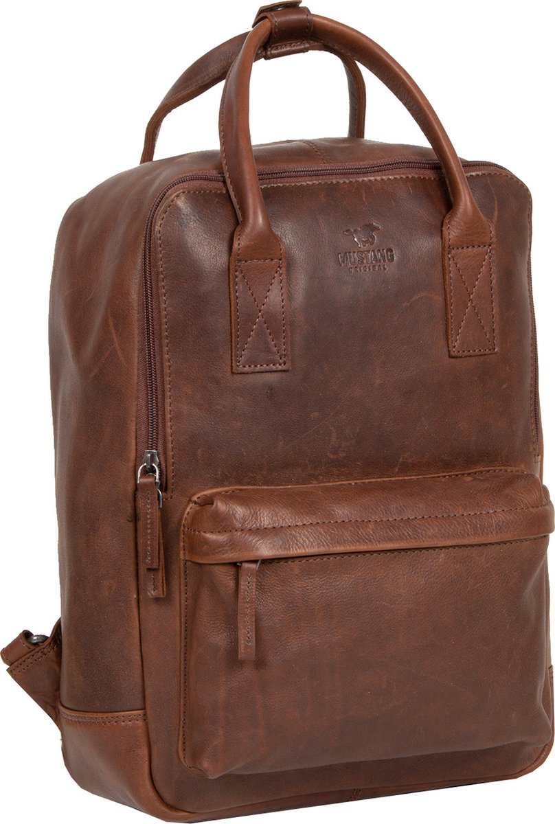 MUSTANG Leren Vrije tijd rugzak Rugzak met laptopvak Catania Backpack Brown Bruine