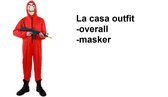 Rode Overall outfit met masker M/L - La casa de papel festival Halloween thema feest festival film