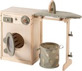 Howa houten Kinderwasmachine - speelgoedwasmachine - met waslijn, strijkplank, wasmand en strijkijzer - 48142