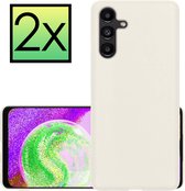 Hoes Geschikt voor Samsung A04s Hoesje Cover Siliconen Back Case Hoes - Wit - 2x