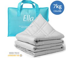 Ella® Verzwaringsdeken 7kg 135 x 200cm - Zwaartedeken - Weighted Blanket - Verzwaarde Deken - OEKO-TEX Katoen - Lichtgrijs