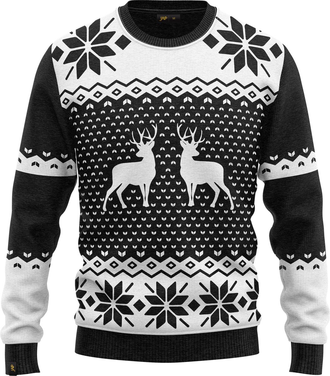 JAP Christmas Kersttrui (maat S) - 100% Gerecycled - Kriebelt niet - Kerstcadeau volwassenen - Foute Kersttrui dames en heren - Classic one - Zwart