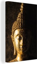 Canvas - Buddha beeld - Goud - Close up - Spiritueel - Schilderijen op canvas - Foto op canvas - Canvas schilderij - 40x60 cm - Wanddecoratie