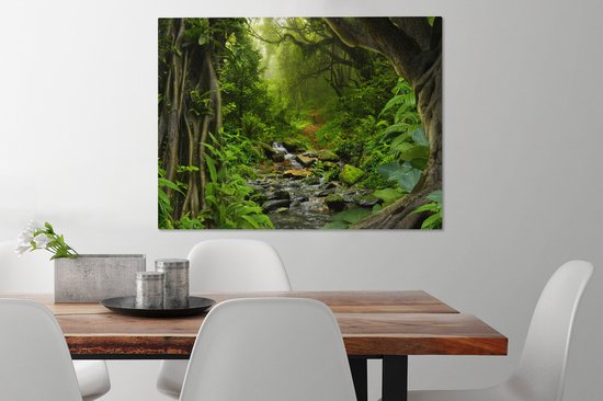 Toile - Peinture jungle - Forêt - Water - Jungle - Décoration murale - Photo sur toile - 80x60 cm