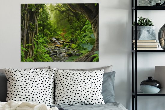 Toile - Peinture jungle - Forêt - Water - Jungle - Décoration murale - Photo sur toile - 80x60 cm