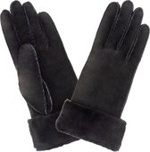 Glove Story Merino Leren Dames Handschoenen Maat 7,5 - Zwart