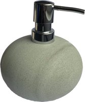 J-stone - Luxe hand zeepdispenser -  natuursteen licht grijs - rond