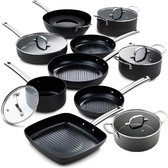 ISENVI Murray Chef Encore - Pannenset 10 delig - RVS - Antraciet - Keramisch - 100% PFAS, PTFE en PFOA vrij - 100% duurzaam - Unieke Antiaanbaklaag - Non-stick bodem - Vaatwasbestendig - Geschikt voor alle warmtebronnen inclusief inductie