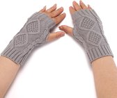 Winkrs - Polswarmers grijs - Een paar grijze gebreide vingerloze handschoenen - Dames/Acryl