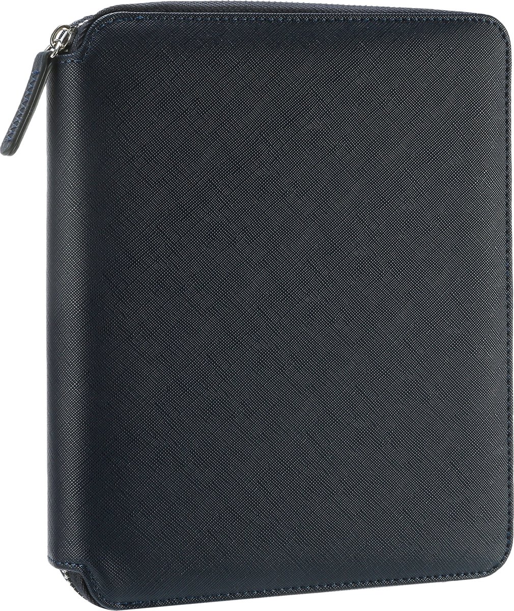 Victoria's Journals Sofia Smyth Zipper Folder - Schrijfmap A5 - Luxe Vegan Leer Schrijfmap A5 met rits en Premium A5 Vegan Leer Notitieboek - Dotted - Donkerblauw
