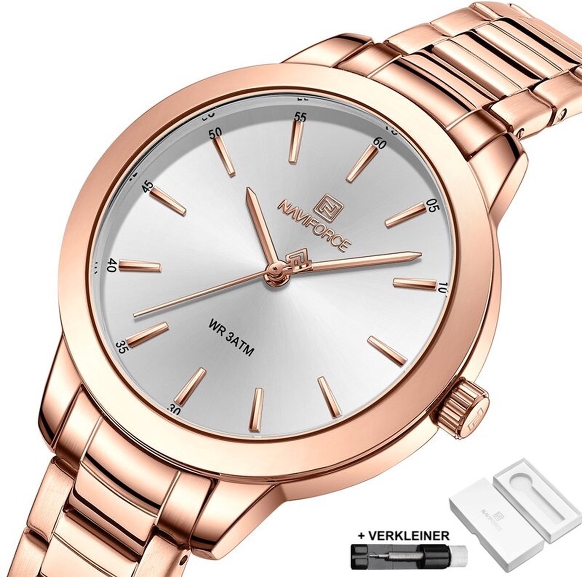 Naviforce - Horloge Dames - Cadeau voor Vrouw - 36 mm - Rosé Wit