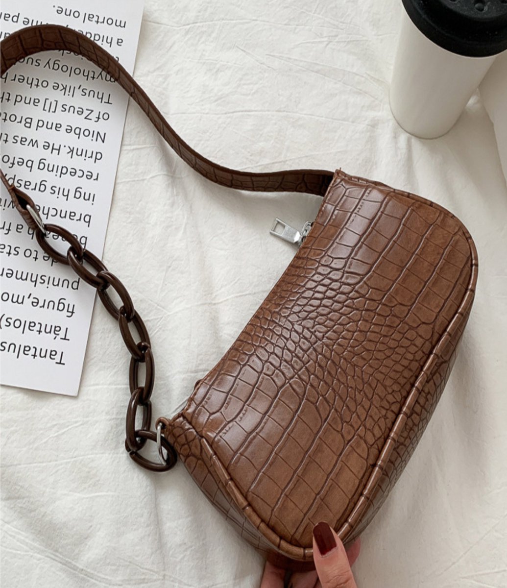 Croco tas chain | bruin