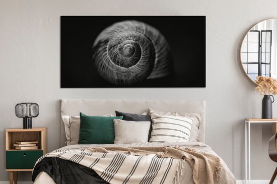 Toile - Animaux - Escargot - Zwart - Wit - Toile - 160x80 cm - Peintures sur toile - Décoration murale