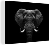 Toile - Animaux - Éléphant - Zwart& Blanc - Portrait - Toile - 120x90 cm - Décoration murale - Photo sur Toile