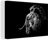 Canvas - Wilde dieren - Leeuw - Zwart - Wit - Canvasdoek - 60x40 cm - Foto op canvas - Muurdecoratie