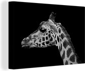 Canvas schilderij - Dieren - Giraffe - Zwart - Wit - Canvas doek - 60x40 cm - Wanddecoratie - Foto op canvas