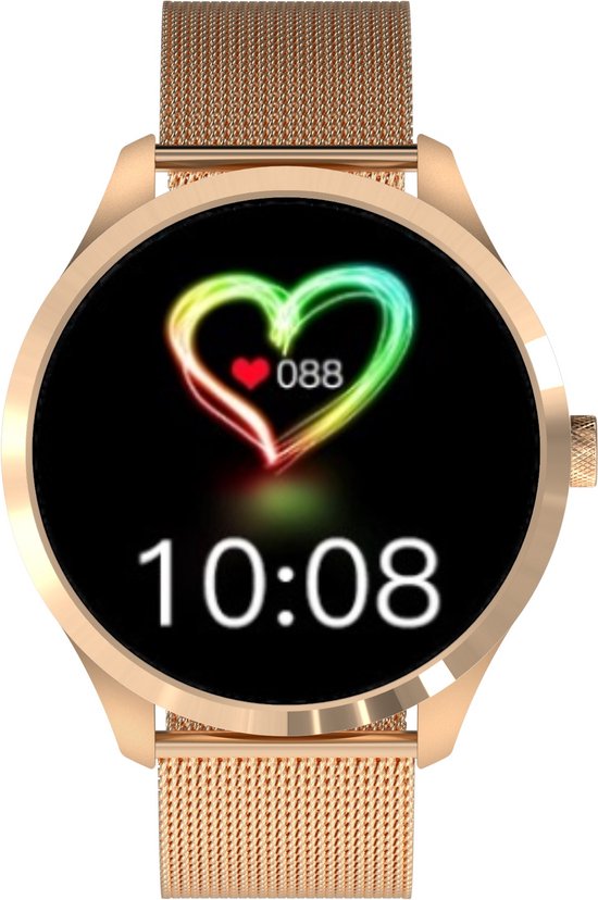 Belesy® Y8 Pro 2022 - Smartwatch Dames - Smartwatch Heren - Android - IOS - Horloge - 1.28 inch - Kleurenscherm - Stappenteller - Bloeddruk - Hartslag - 75+ Wijzerplaten - Sporten - Staal - Goud - Moederdag