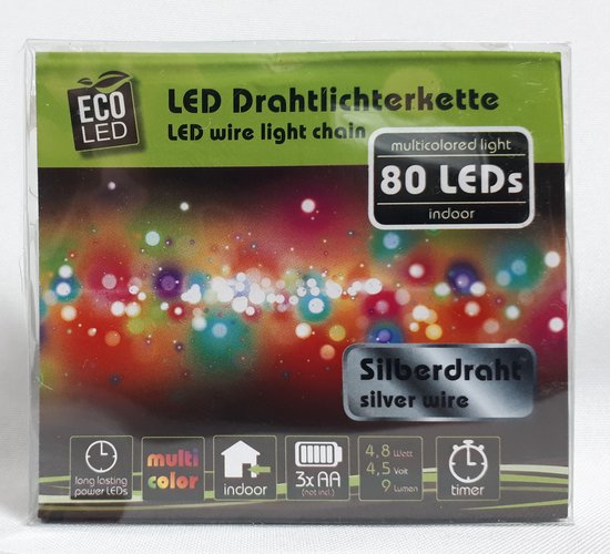 Foto: Led draad verlichting 80 leds 8 meter multi color werkt op batterij voor binnen timer kerst verlichting licht slinger voordeel set 2 x