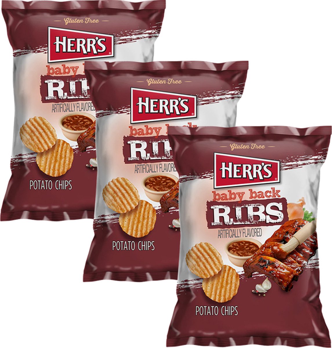 Herr's Baby Back Ribs 3x170 gram Amerikaans Chips Buitenlands