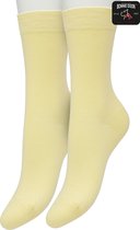 Bonnie Doon Basic Sokken Dames Licht Geel maat 36/42 - 2 paar - Basis Katoenen Sok - Gladde Naden - Brede Boord - Uitstekend Draagcomfort - Perfecte Pasvorm - 2-pack - Multipack - Effen - Lichtgeel - Light Yellow - Custard - OL834222.193