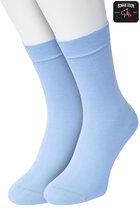 Bonnie Doon Basic Sokken Dames Licht Blauw maat 36/42 - 2 paar - Basis Katoenen Sok - Gladde Naden - Brede Boord - Uitstekend Draagcomfort - Perfecte Pasvorm - 2-pack - Multipack - Effen - Lichtblauw - Baby Blauw - Light Blue - OL834222.30