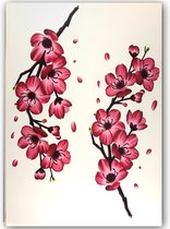 GlittersXL - Temporary Tattoo Cherry Blossom (A5 formaat) [Neptattoo - Tijdelijke tatoeage - Nep Fake Tattoos - Water overdraagbare festival sticker henna outfit tattoo - Glitter tattoo - Volwassenen Kinderen Jongen Meisje]