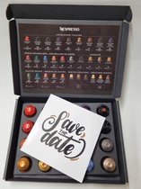 Koffie Proeverij Pakket 20 stuks verschillende smaken met Mystery Card 'Save the Date' met persoonlijke (video) boodschap | Verjaardag | Sinterklaas | Kerstpakket | Vaderdag | Moederdag | Jubileum | Valentijnsdag