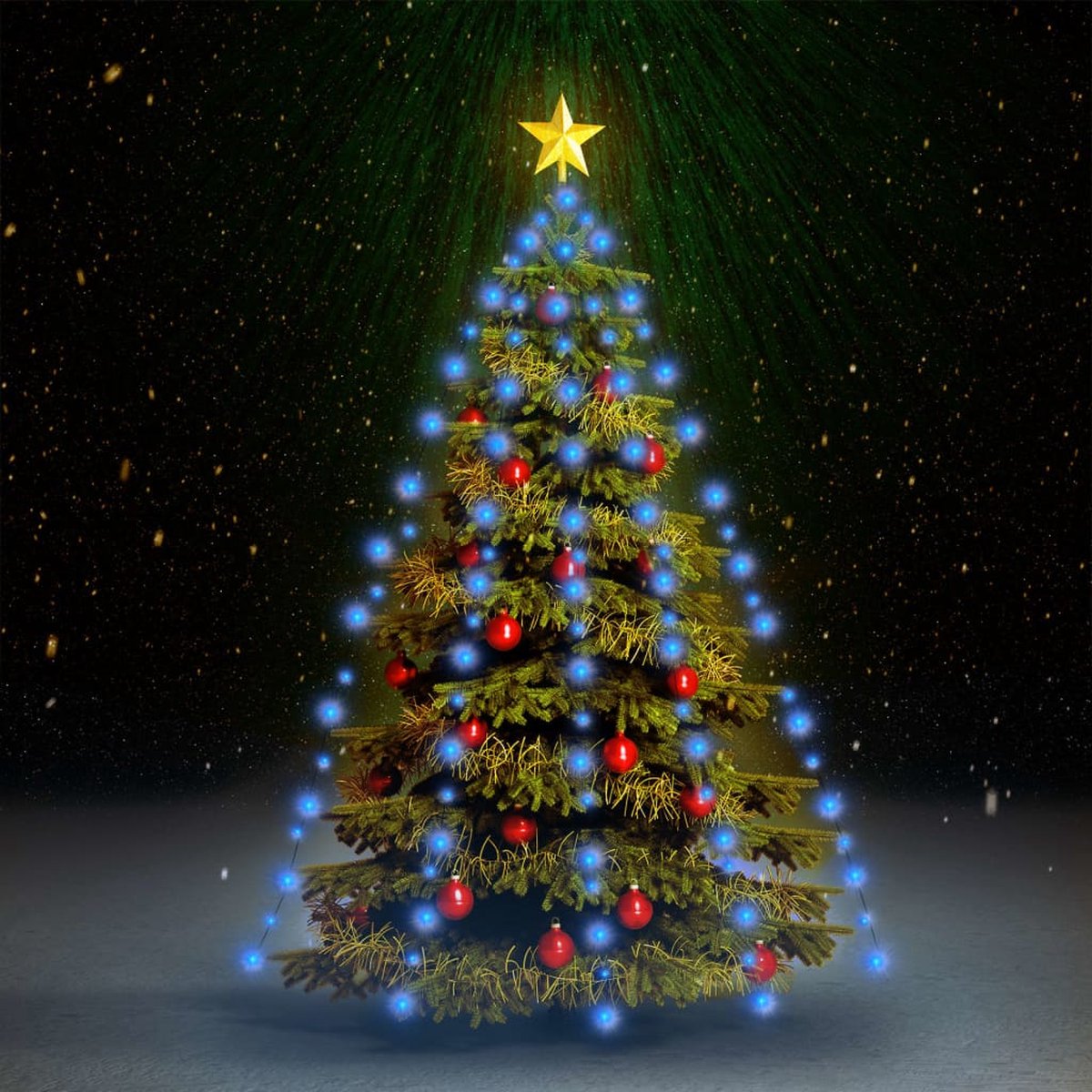 Prolenta Premium - Kerstboomverlichting met 210 LED's blauw net 210 cm