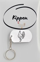 Kippen sleutelhanger inclusief kaart – kippen liefhebber cadeau - animals - Leuk kado voor je dieren liefhebber om te geven - 2.9 x 5.4CM