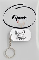 Kippen sleutelhanger inclusief kaart – kippen liefhebber cadeau - animals - Leuk kado voor je dieren liefhebber om te geven - 2.9 x 5.4CM