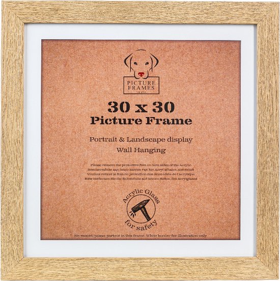 Fotolijst Fotomaat 30x30 cm - MDF hout- Licht Eiken- Fotokader - 28mm profielbreedte - Posterlijst