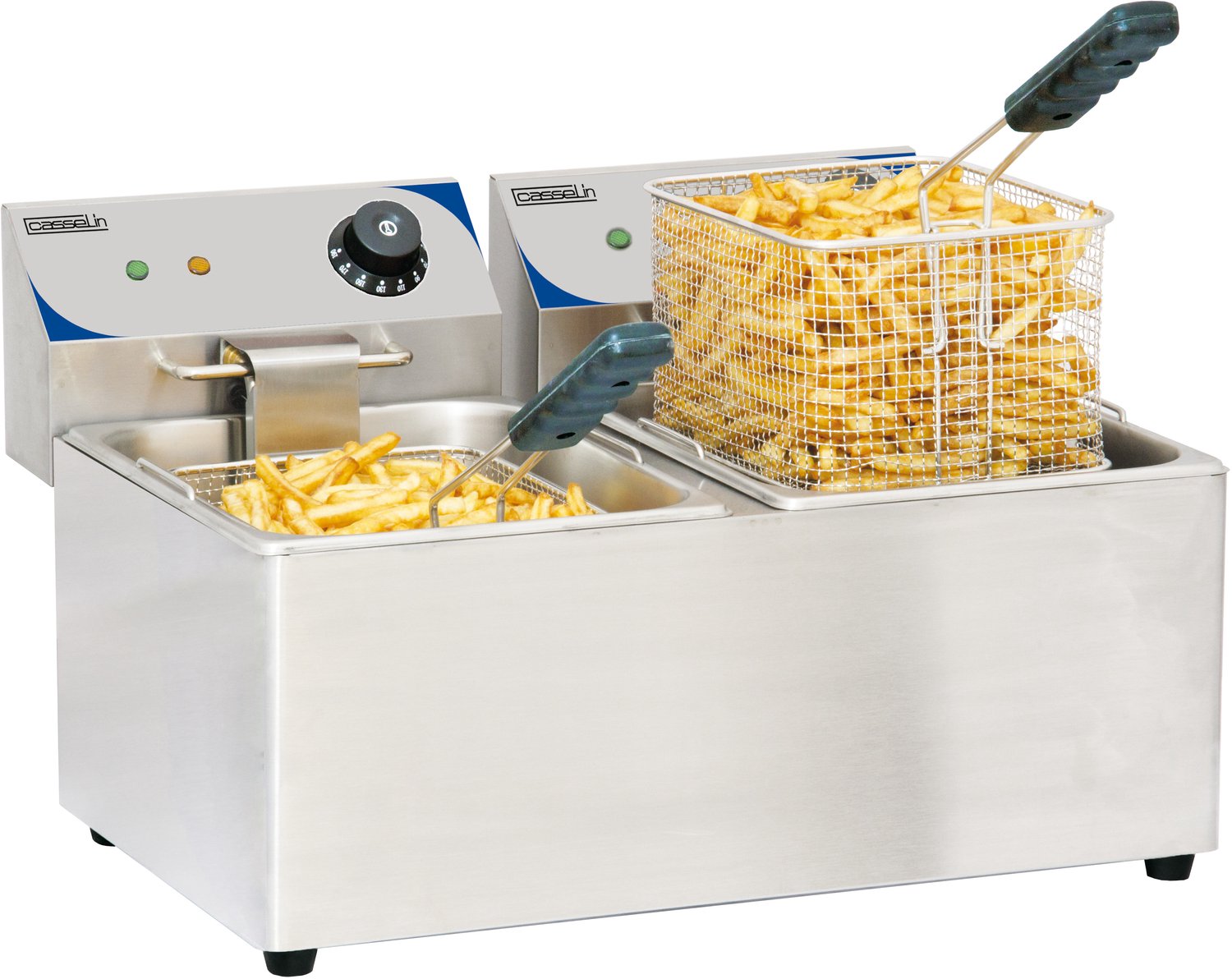 Casselin Professionele elektrische friteuse | 2 x 8 Liter | RVS