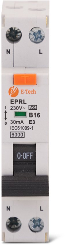 E-Tech Aardlekautomaat B 16A 300MA 1P+N
