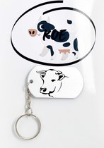 Koe sleutelhanger inclusief kaart – Koeien liefhebber cadeau - animals - Leuk kado voor je dieren liefhebber om te geven - 2.9 x 5.4CM