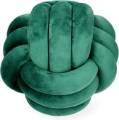 HOMLA Solmi Nieuw knoopkussen - decoratief kussen Geknoopt decoratief kussen - interessante vorm - 27 cm diameter polyester groen