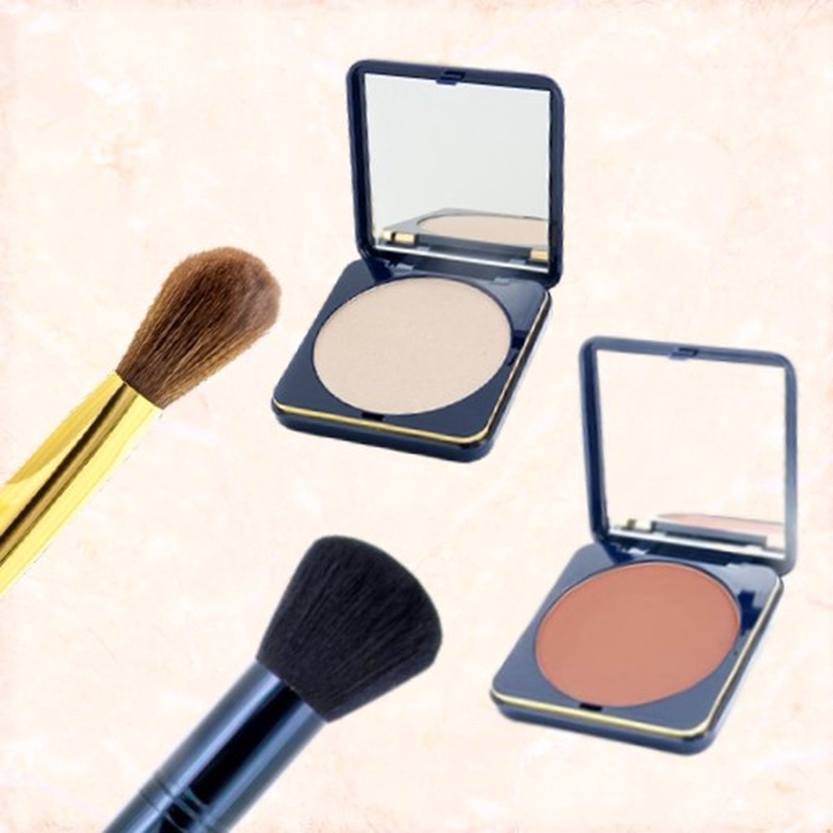 Bolero cosmetics - Gift set - Bronzer incl. kwast - Zilveren highlighter incl. kwast - Make-up